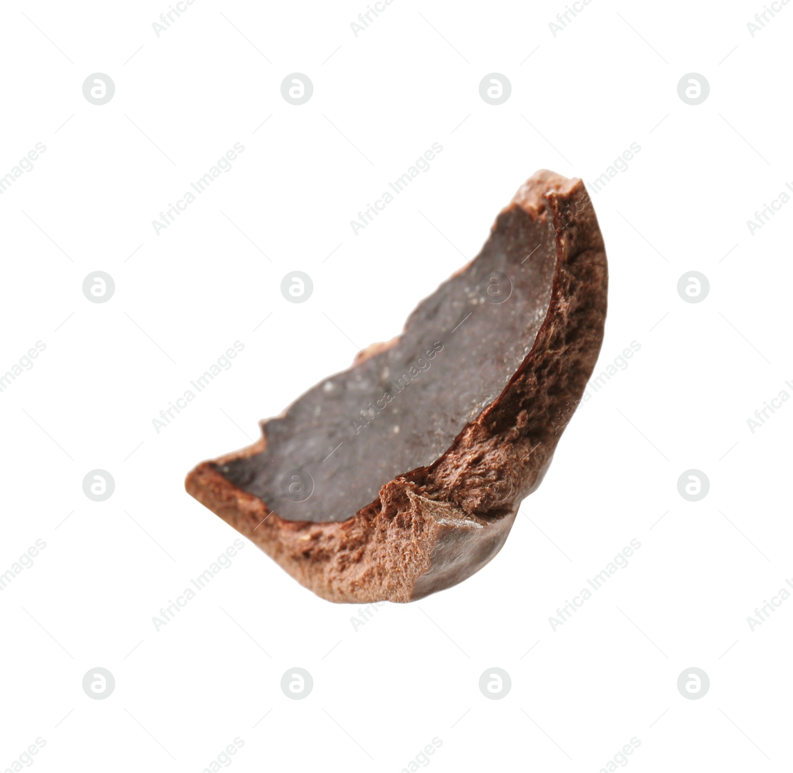 Photo of Piece of macadamia nut shell isolated on white