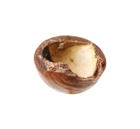 Photo of Part of macadamia nut shell isolated on white