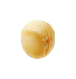 Photo of One peeled macadamia nut isolated on white