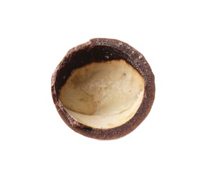 Photo of Part of macadamia nut shell isolated on white