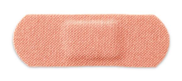 Photo of Medical adhesive bandage isolated on white, top view