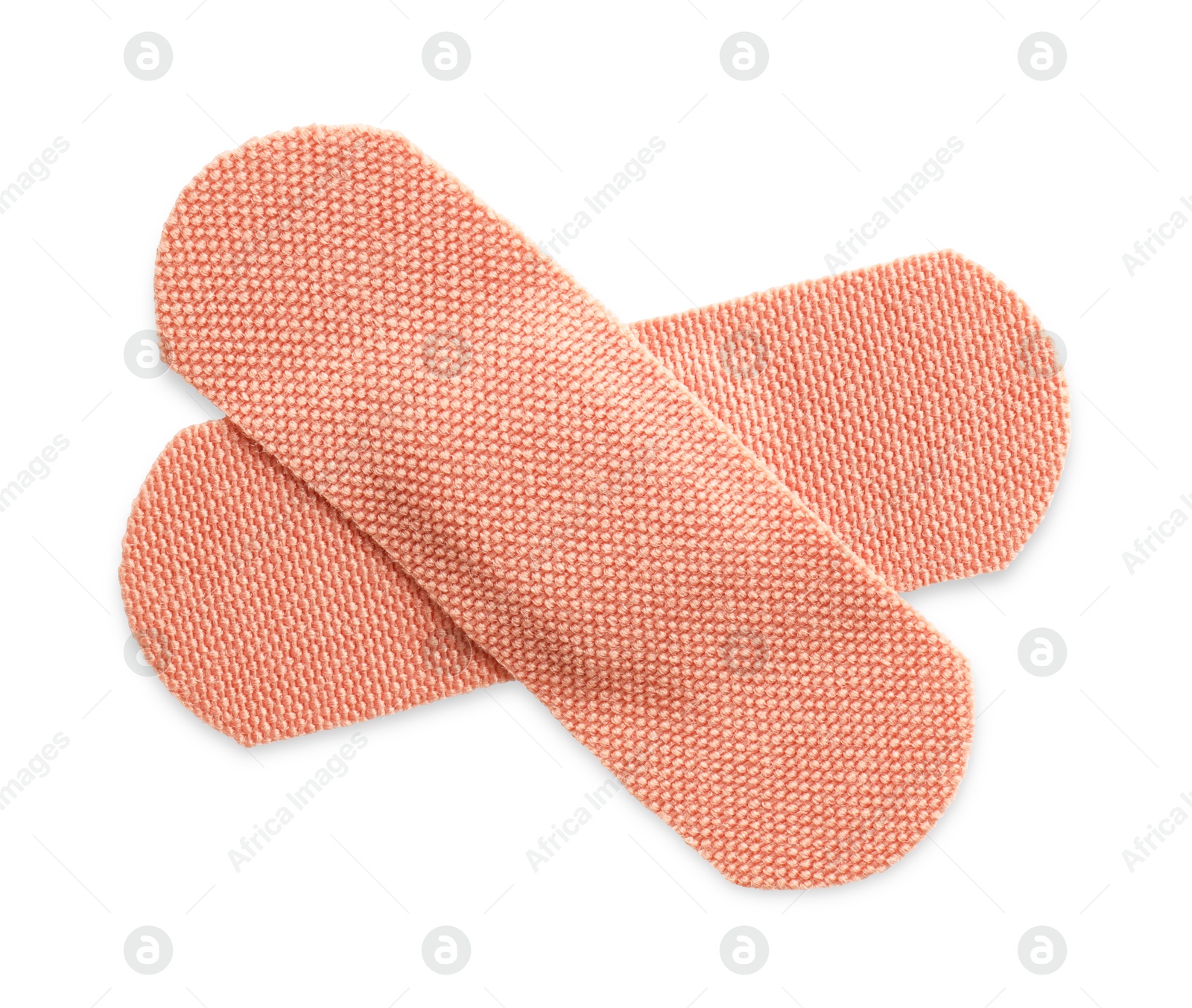Medical adhesive bandages isolated on white, top view Photo of Medical adhesive bandages isolated on white, top view