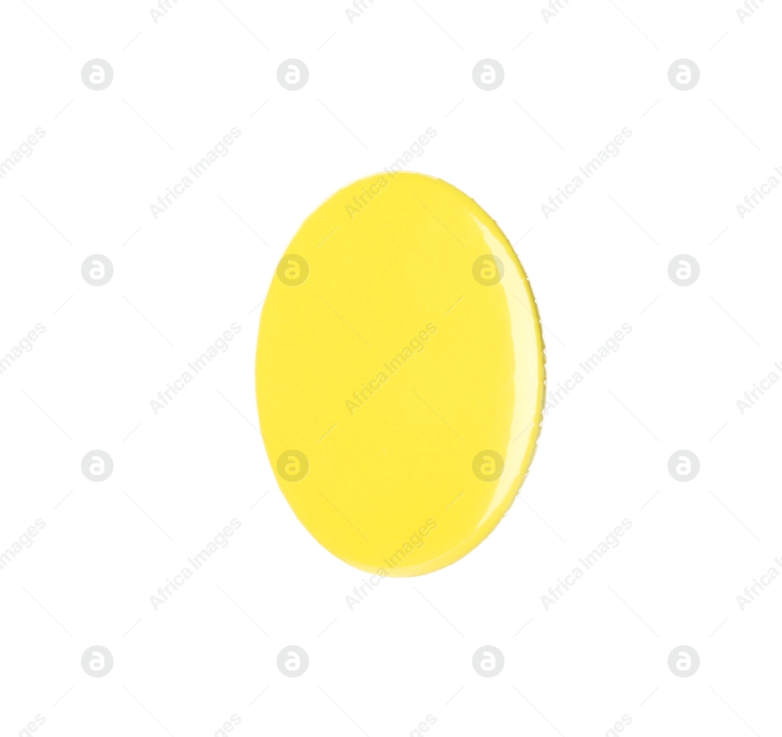 Photo of One yellow button badge isolated on white