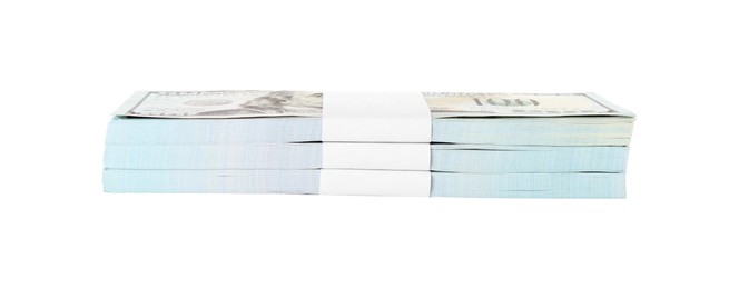 Photo of Stack of dollar banknotes isolated on white