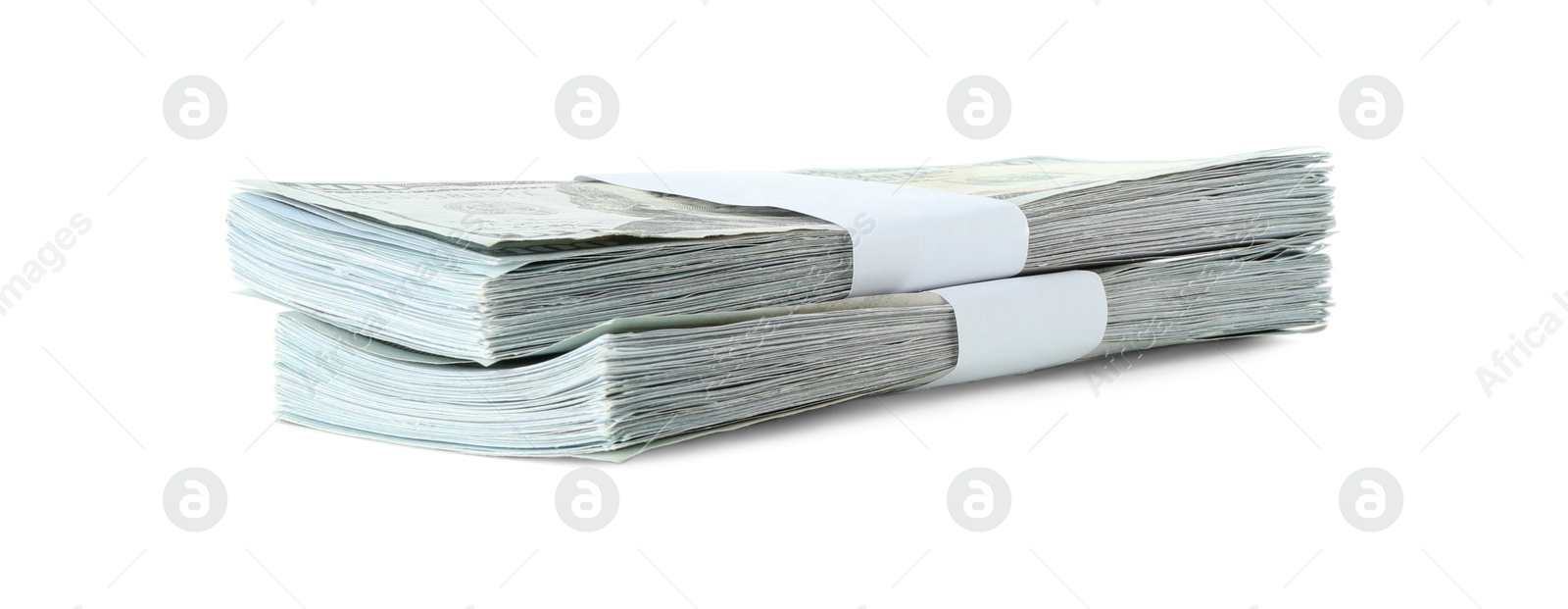 Photo of Stack of dollar banknotes isolated on white