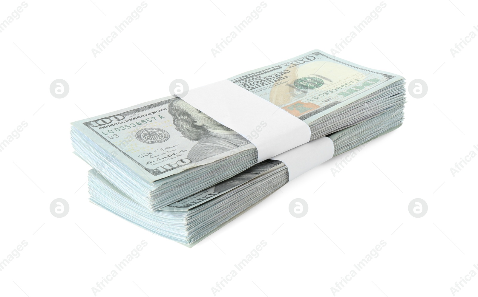 Photo of Stack of dollar banknotes isolated on white