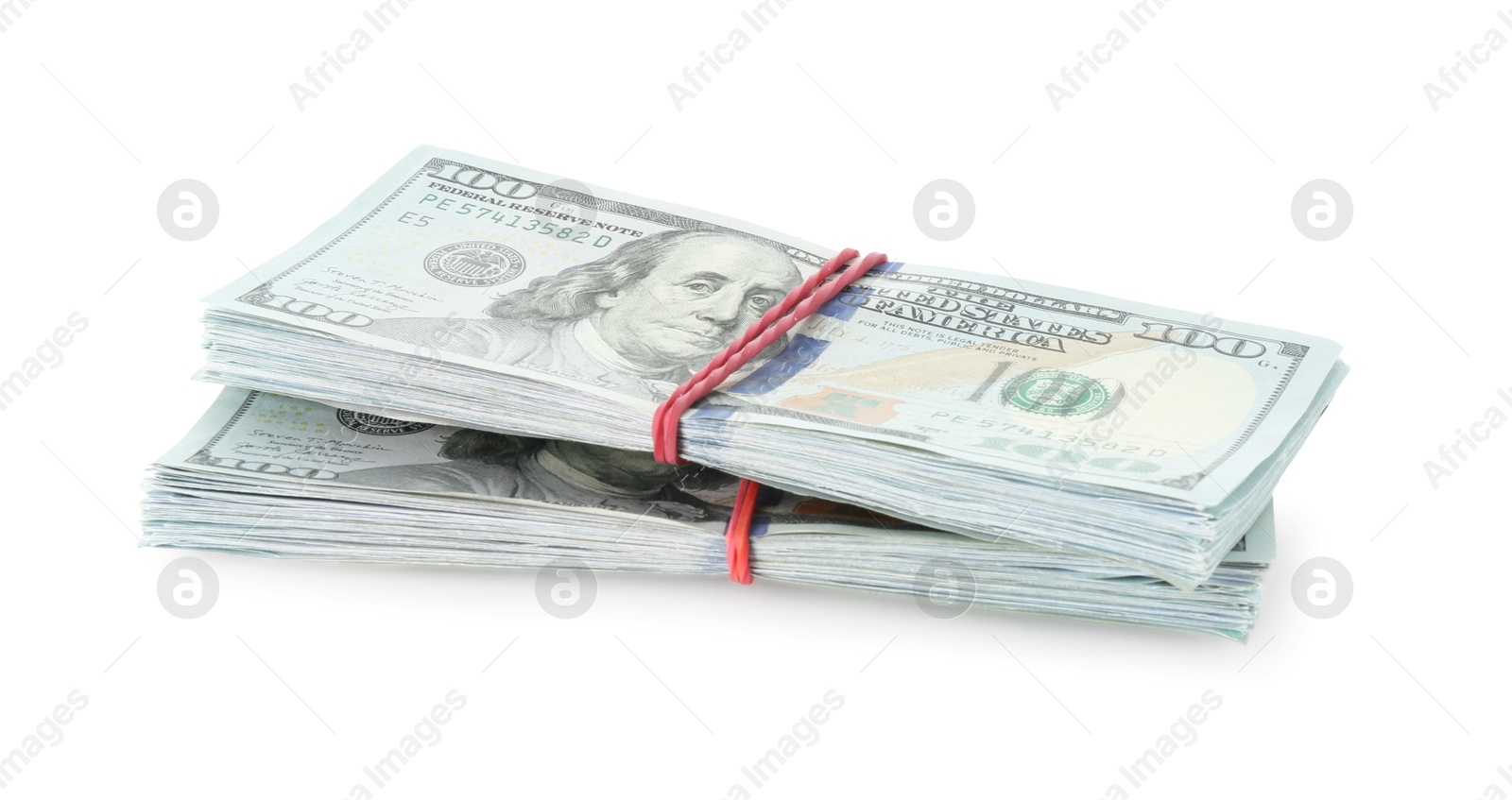 Photo of Stack of dollar banknotes isolated on white