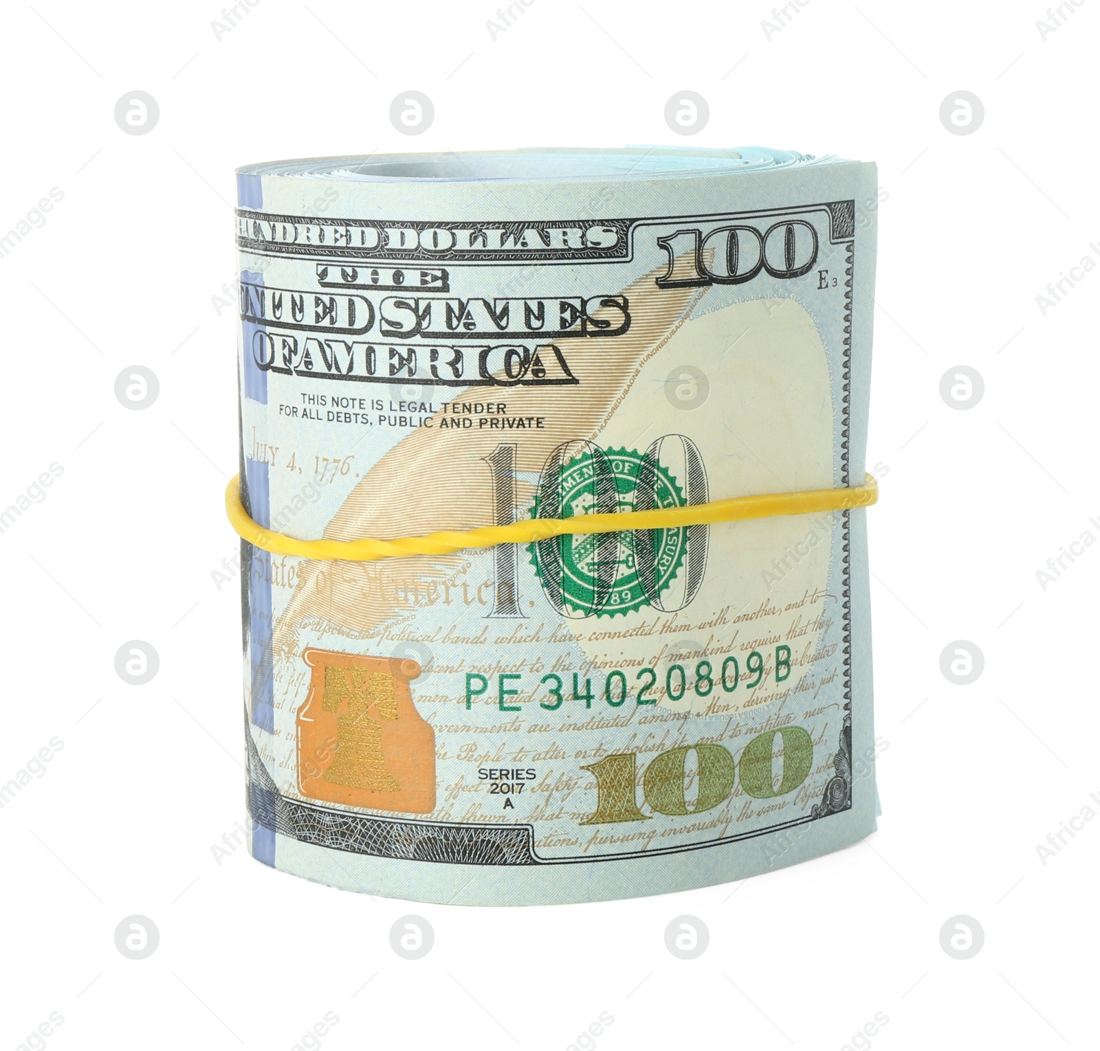 Photo of Dollar banknotes isolated on white. American currency