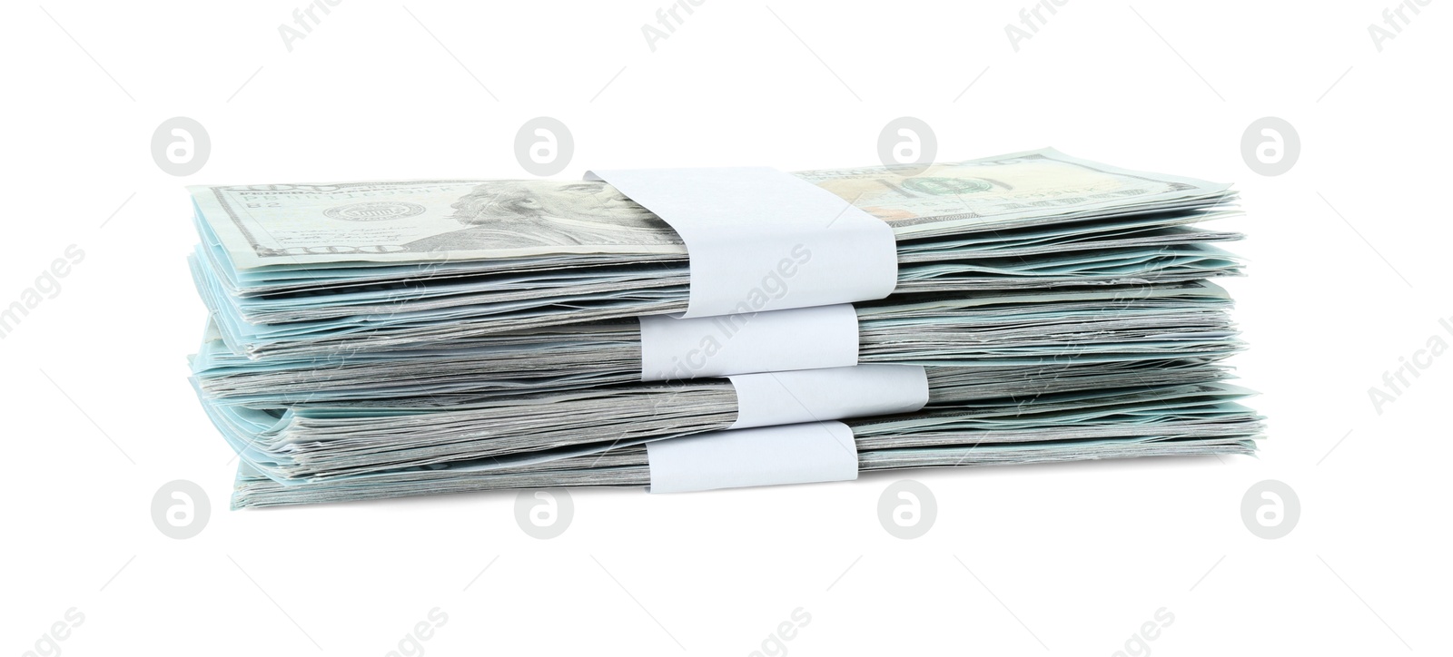 Photo of Stack of dollar banknotes isolated on white