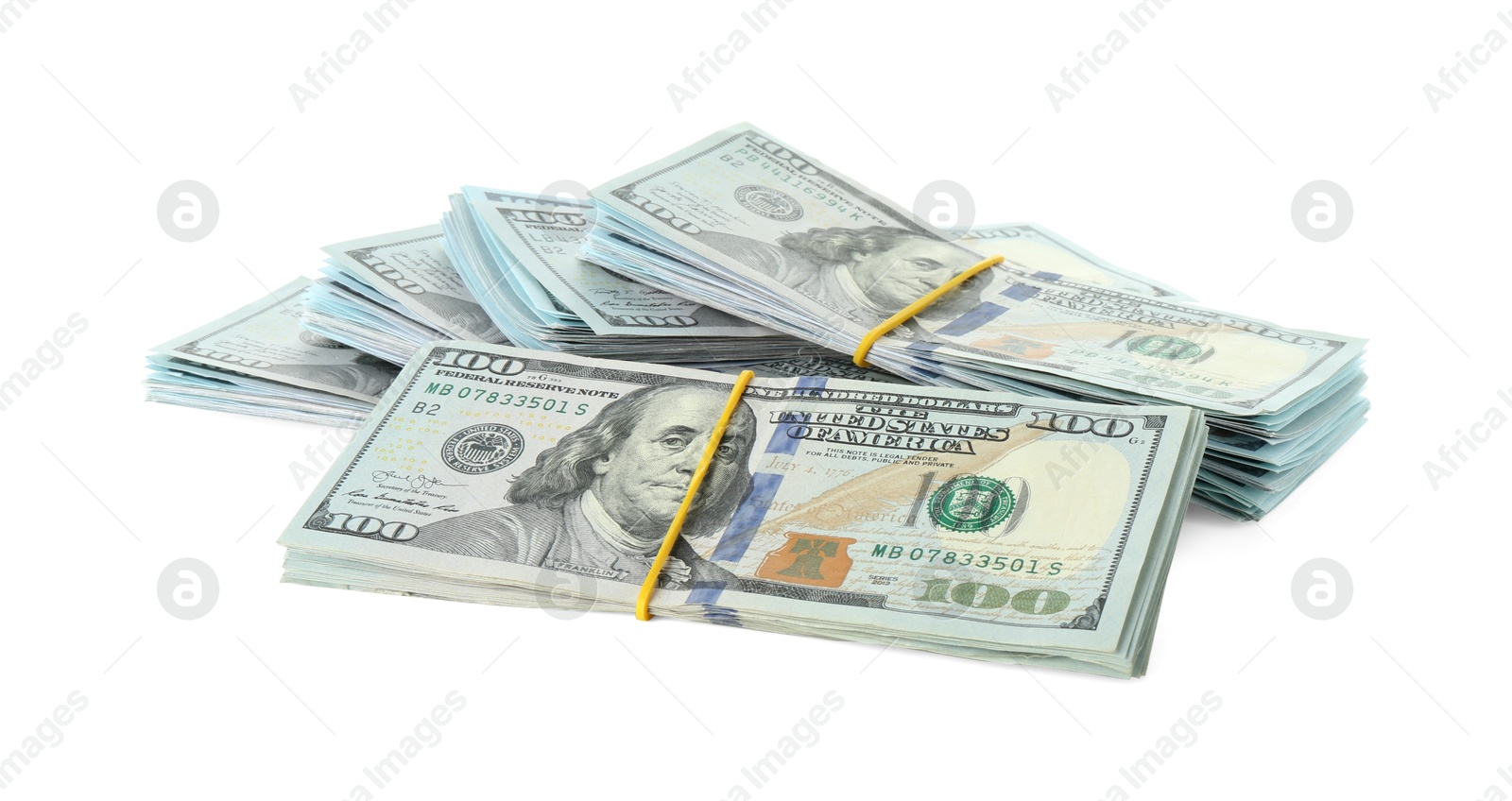 Photo of Pile of dollar banknotes isolated on white