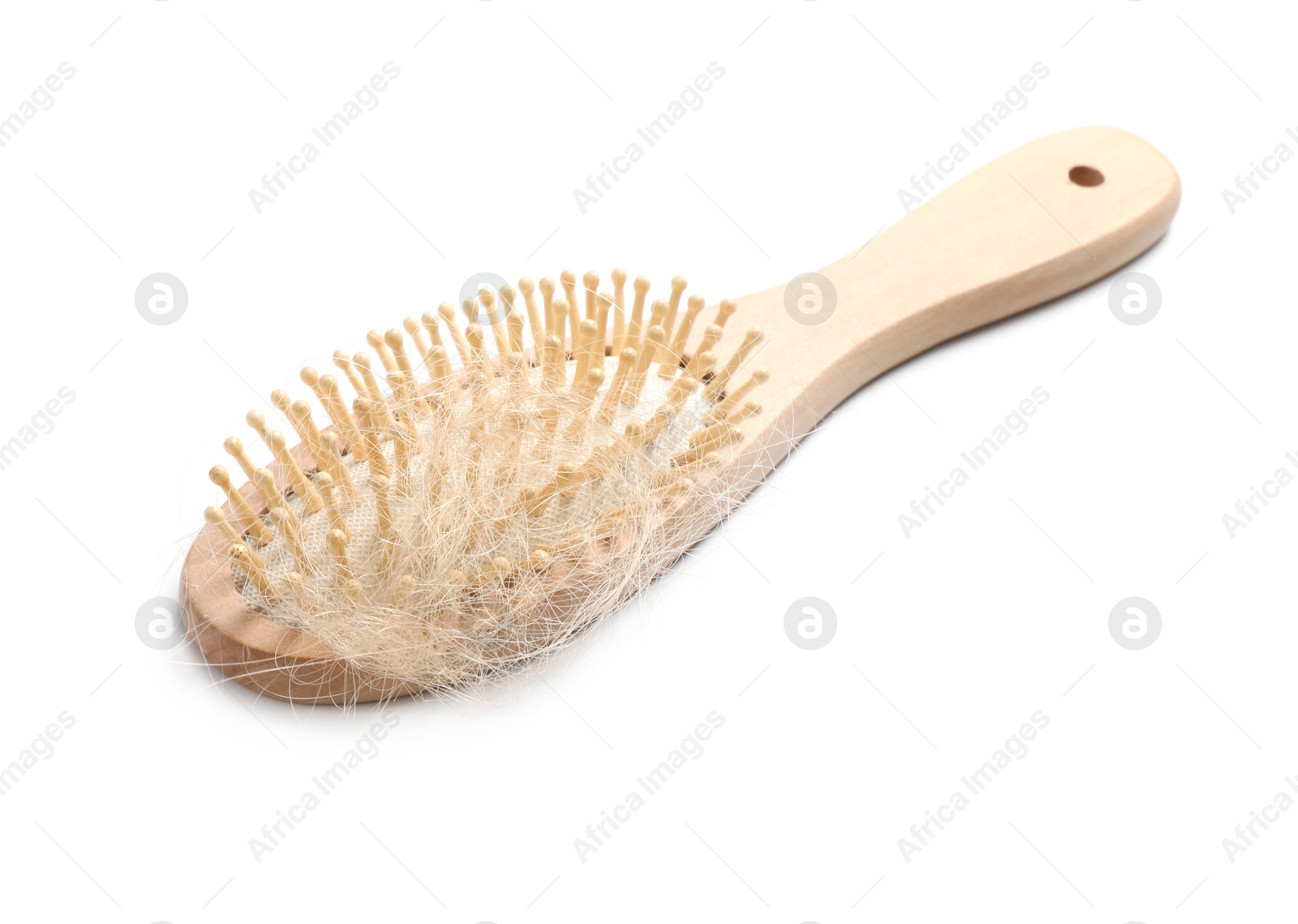 Photo of One brush with lost hair isolated on white