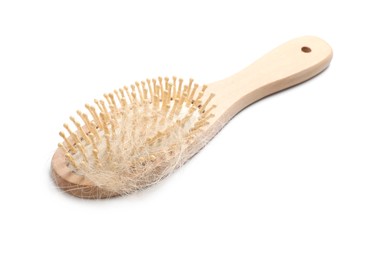 One brush with lost hair isolated on white