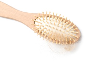 One brush with lost hair isolated on white, top view