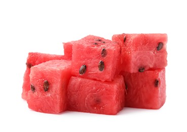 Photo of Pieces of tasty watermelon isolated on white