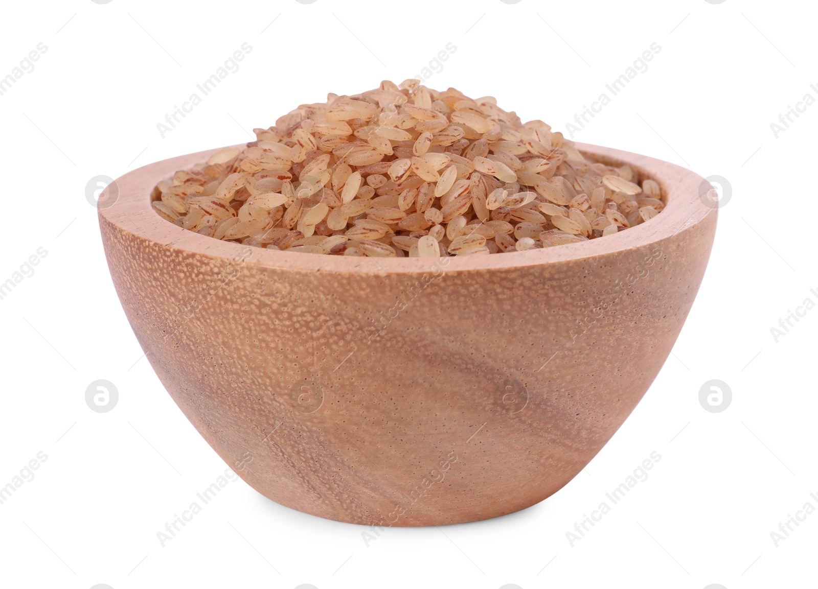 Photo of Raw organic matta rice in bowl isolated on white