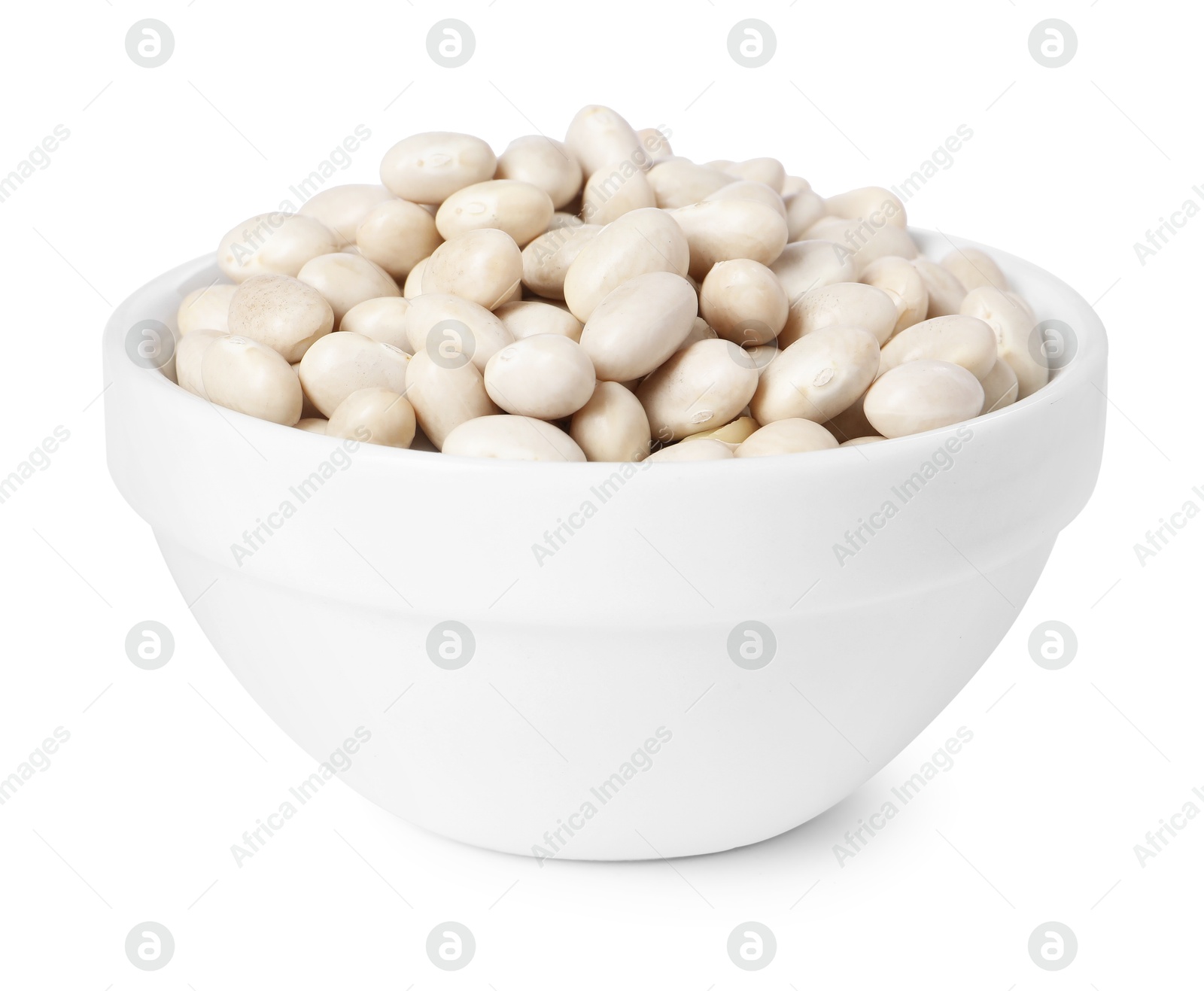 Photo of Dried beans in bowl isolated on white