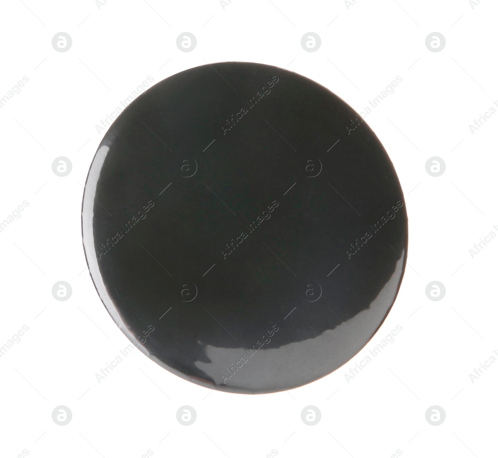 Photo of One black button badge isolated on white