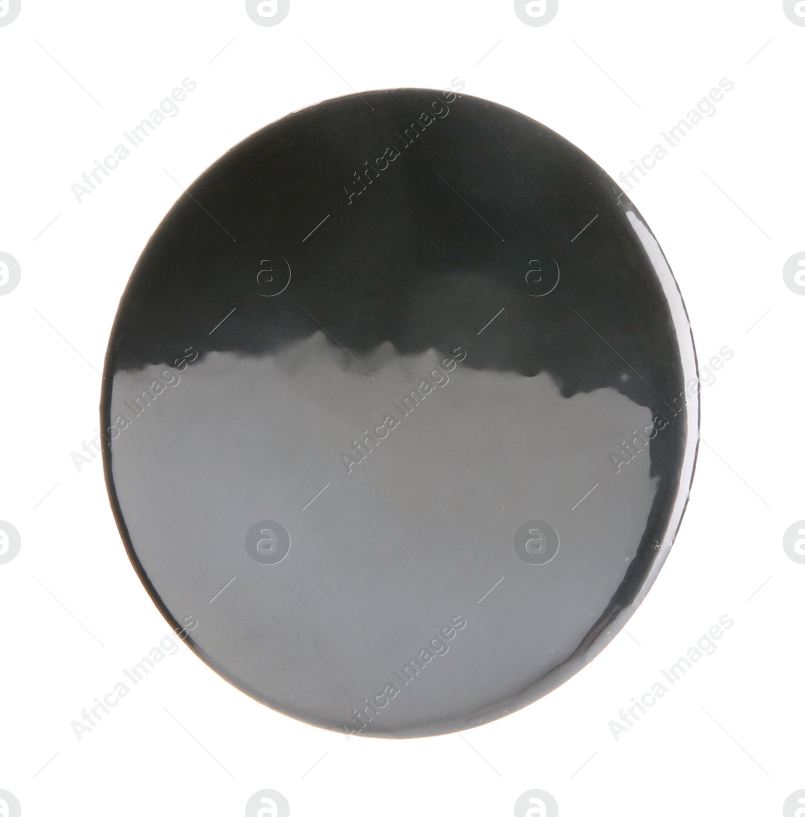 Photo of One black button badge isolated on white