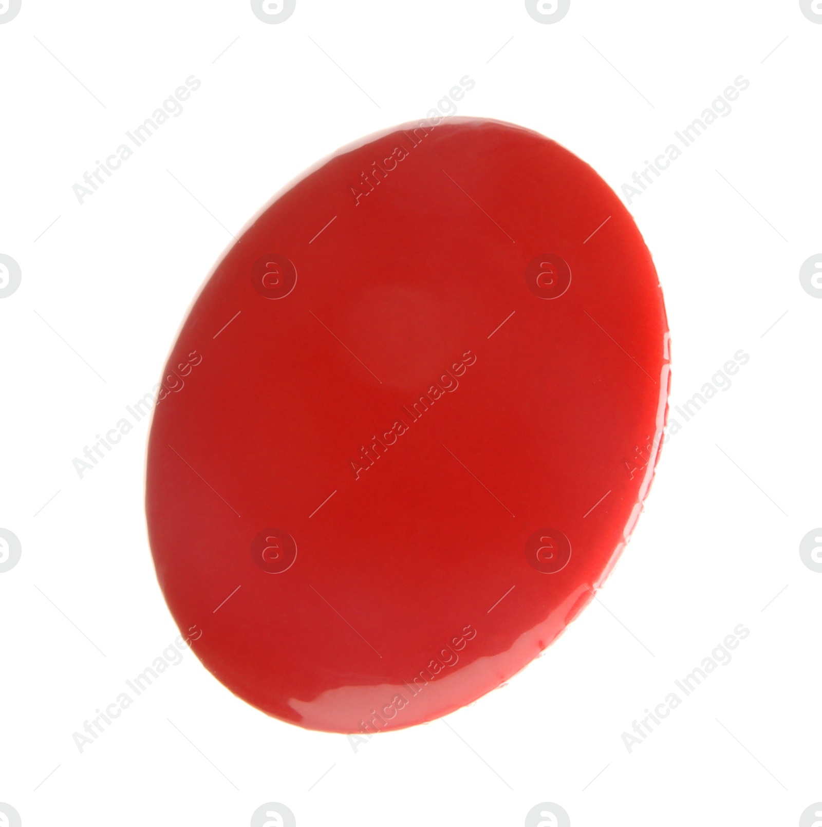 Photo of One red button badge isolated on white