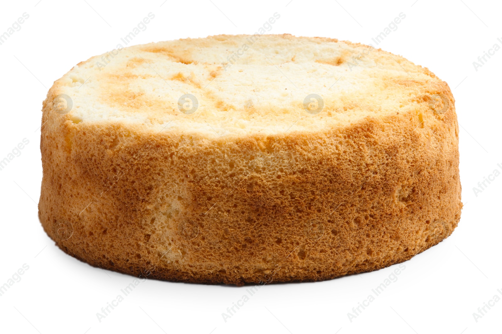 Photo of One tasty sponge cake isolated on white