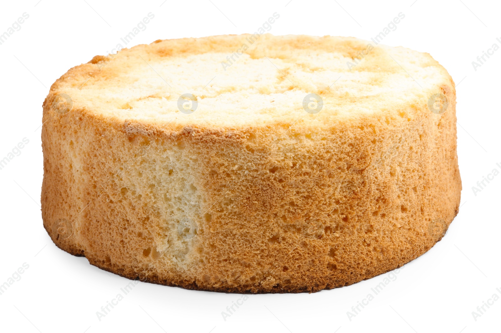 Photo of One tasty sponge cake isolated on white