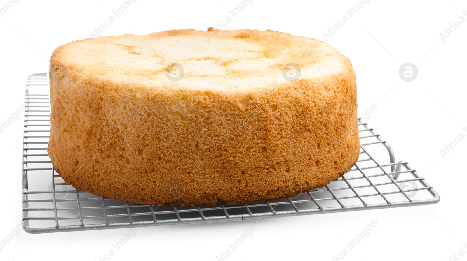 Photo of One tasty sponge cake isolated on white