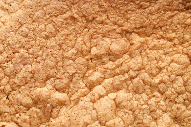 Photo of Tasty sponge cake as background, top view