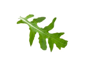 Photo of One fresh arugula leaf isolated on white