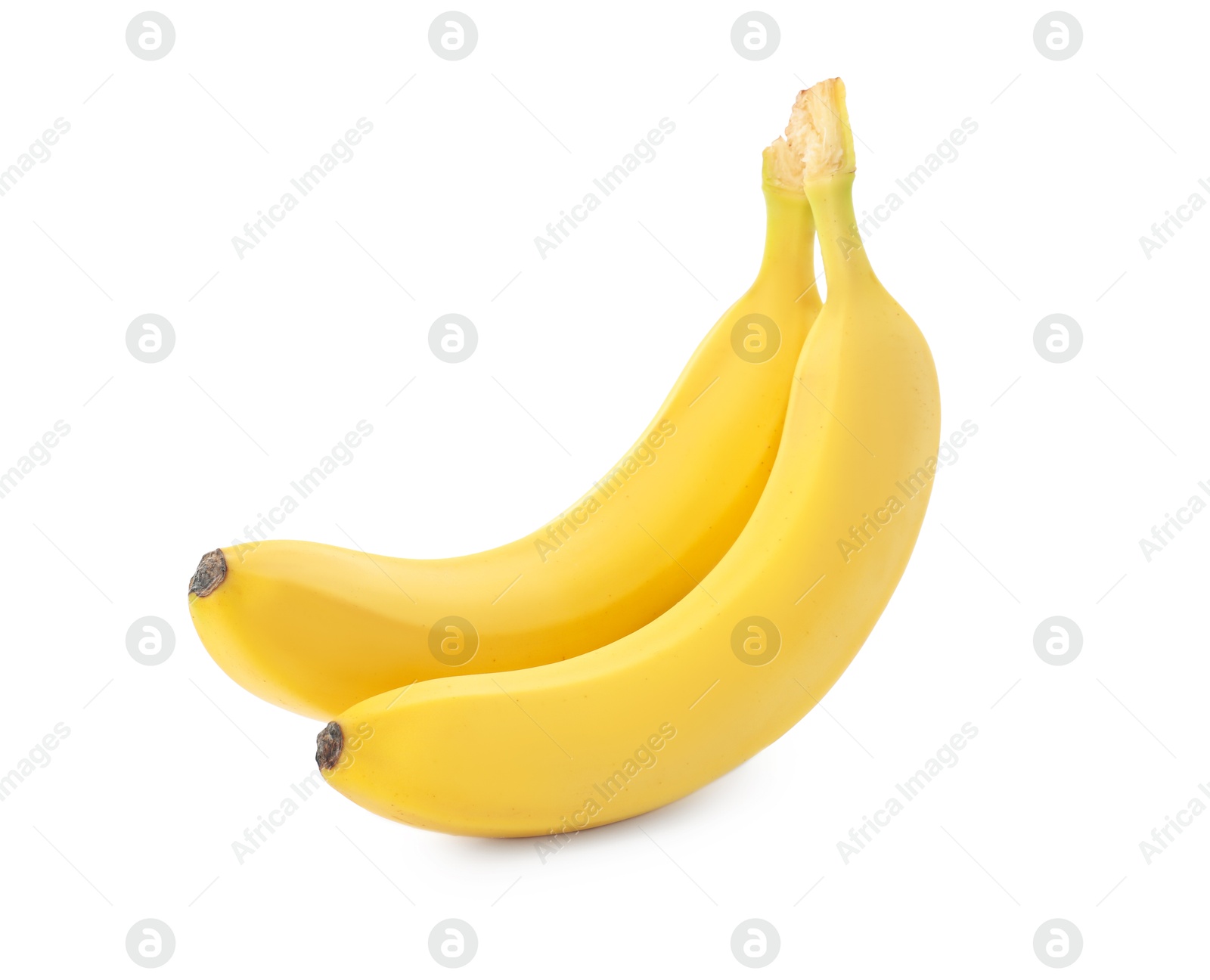 Photo of Delicious ripe yellow banana fruits isolated on white