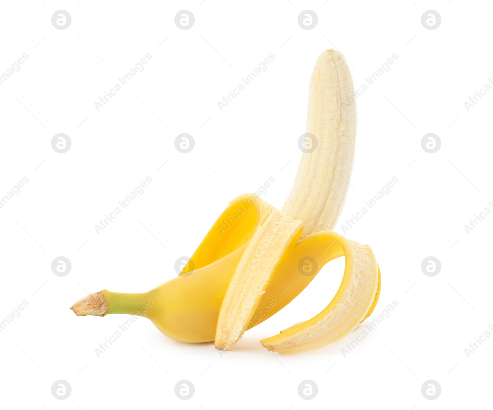 Photo of Peeled delicious ripe banana isolated on white