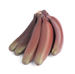 Delicious red baby bananas on white background