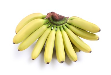 Photo of Bunch of ripe baby bananas on white background