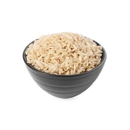 Photo of Raw rice in bowl isolated on white