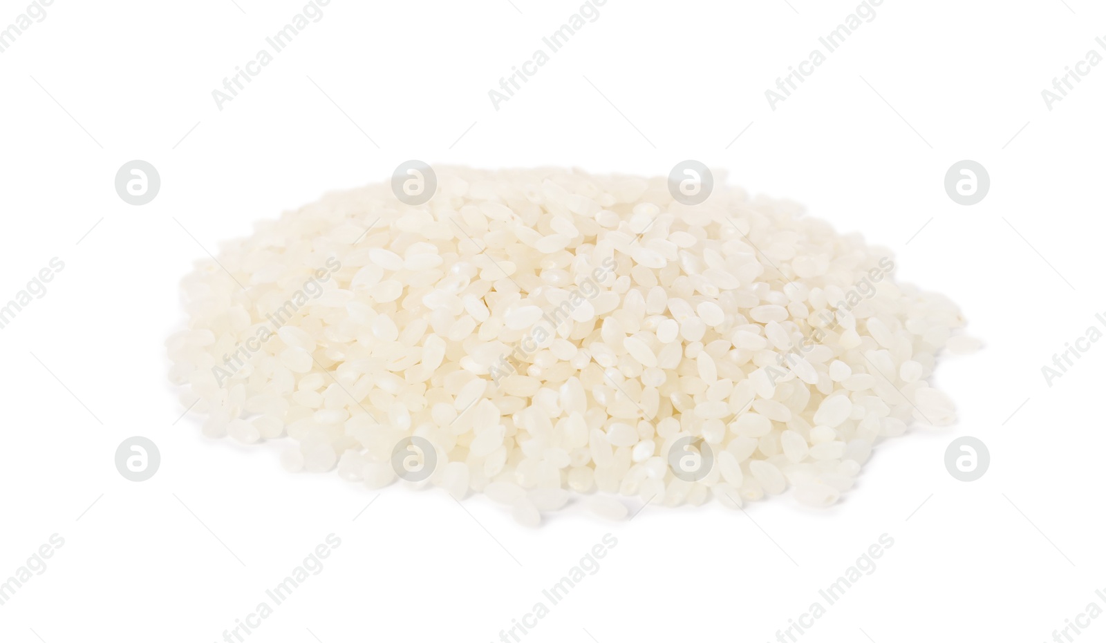 Photo of Heap of raw rice isolated on white