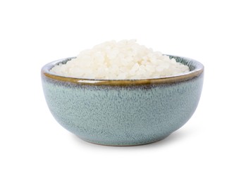 Photo of Raw rice in bowl isolated on white