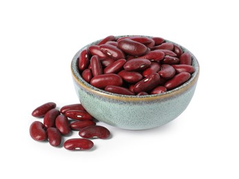 Dried red beans in bowl isolated on white