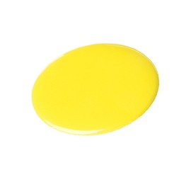 Photo of One yellow button badge isolated on white