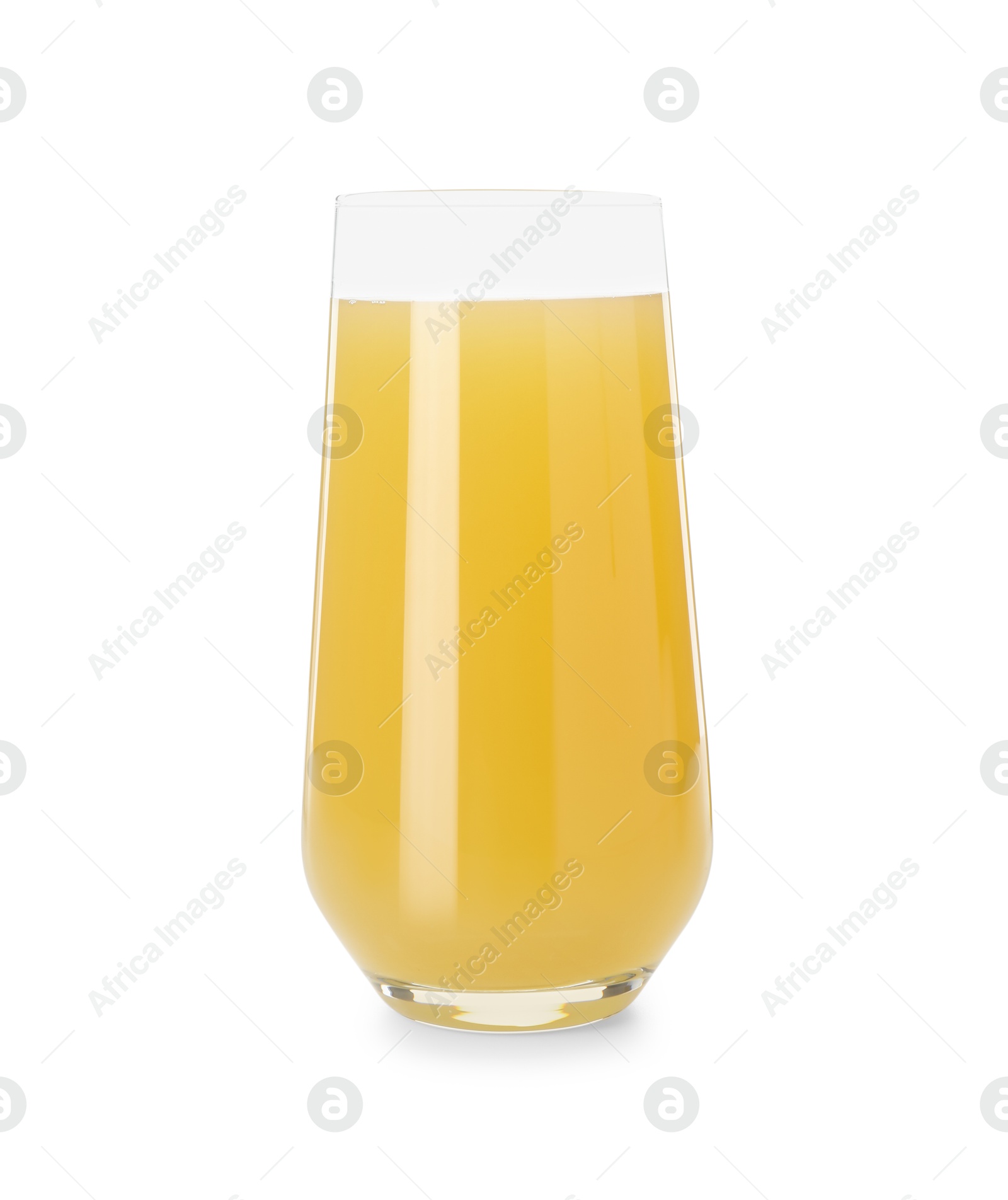 Photo of Glass with pineapple juice isolated on white