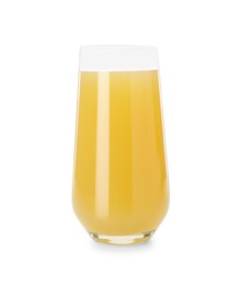 Photo of Glass with pineapple juice isolated on white