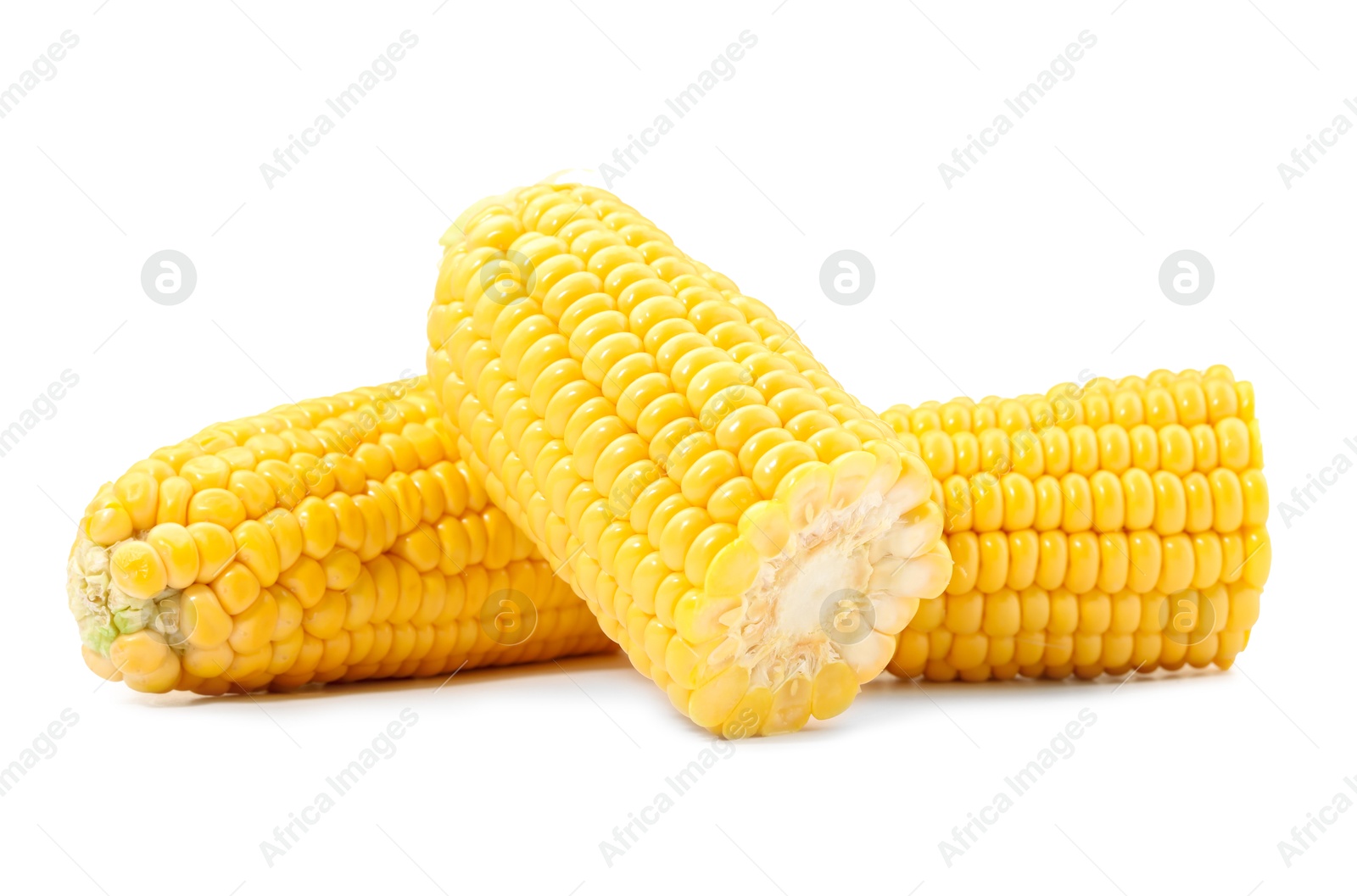 Photo of Pieces of fresh corncob isolated on white