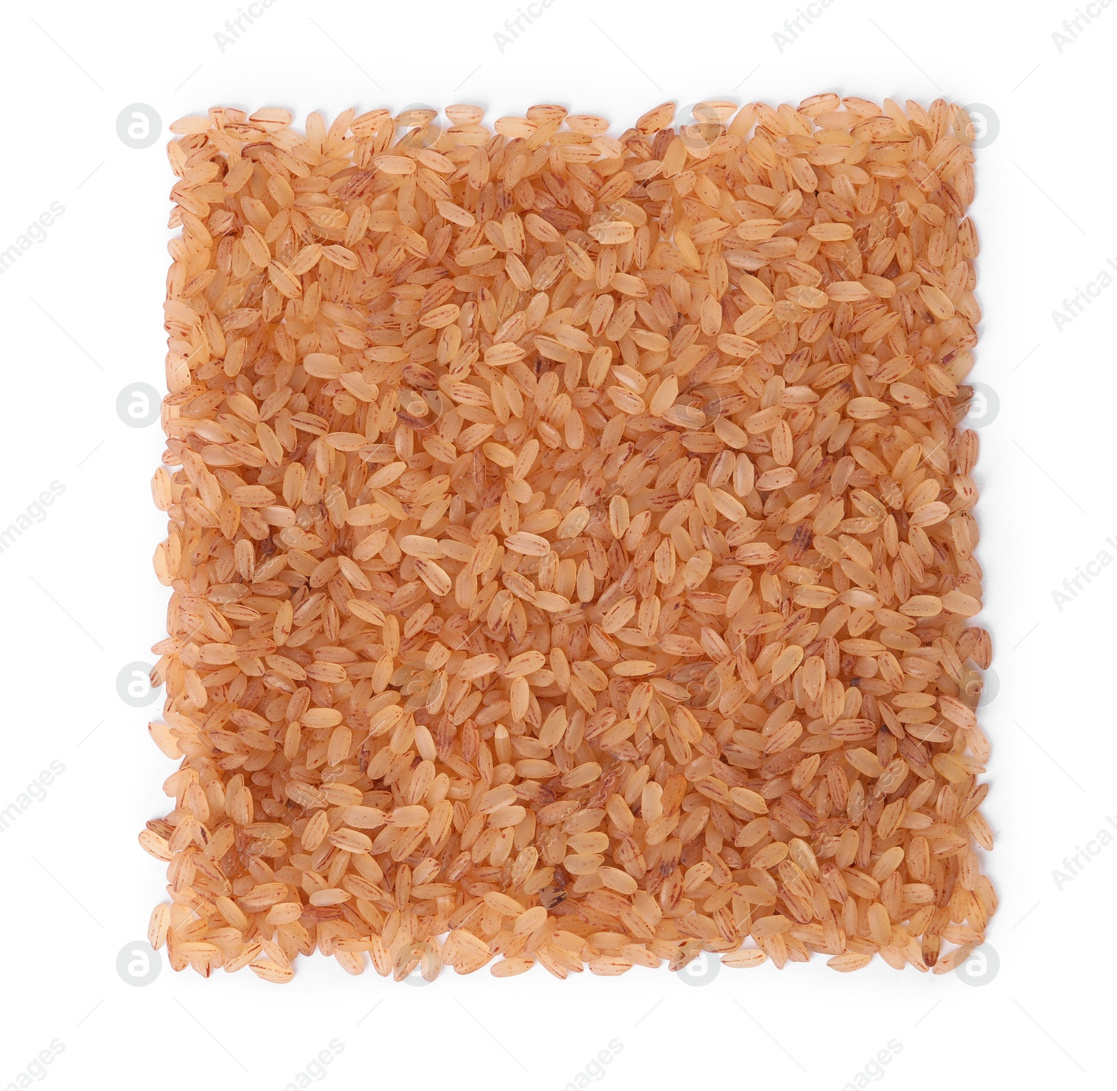 Photo of Raw matta rice isolated on white, top view