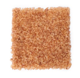 Photo of Raw matta rice isolated on white, top view