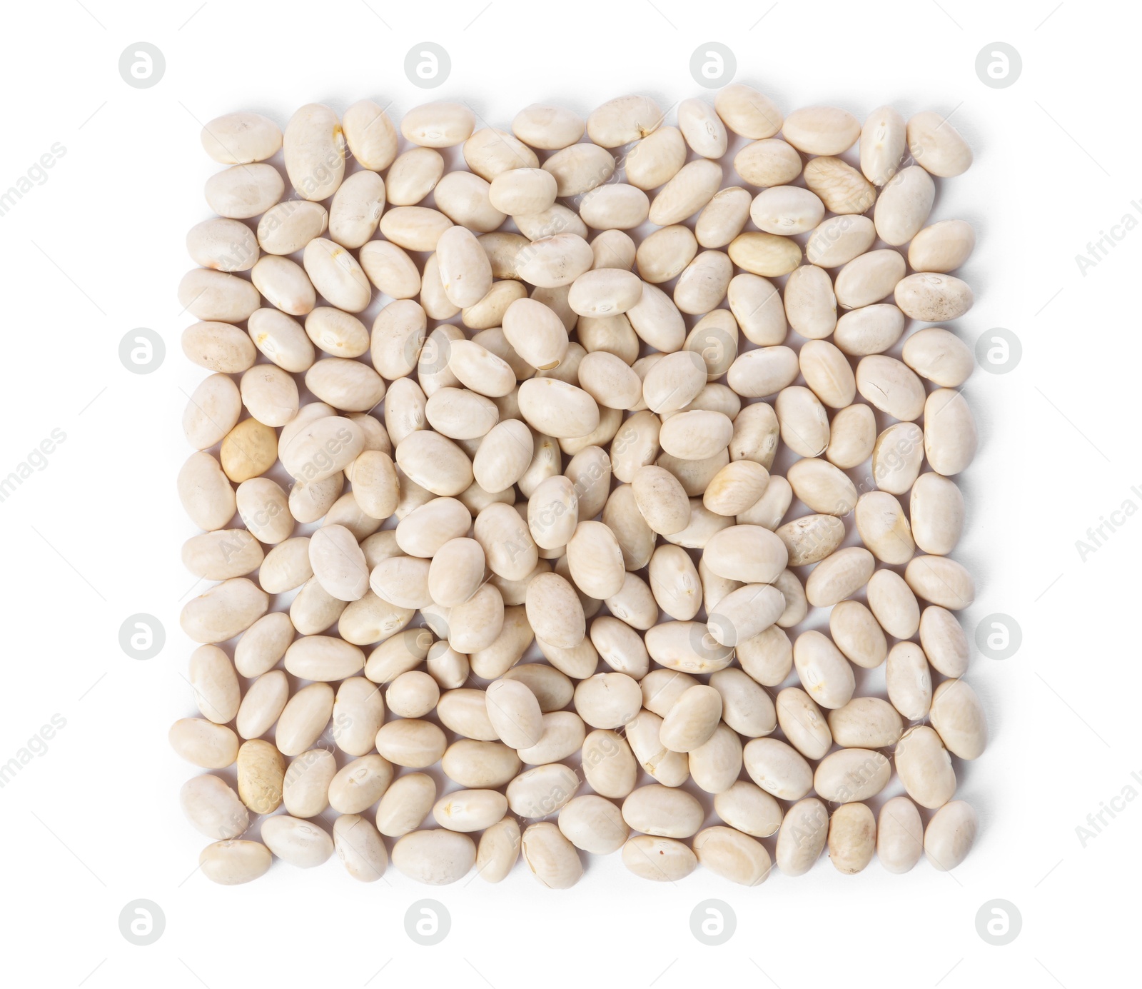 Photo of Dried beans isolated on white, top view