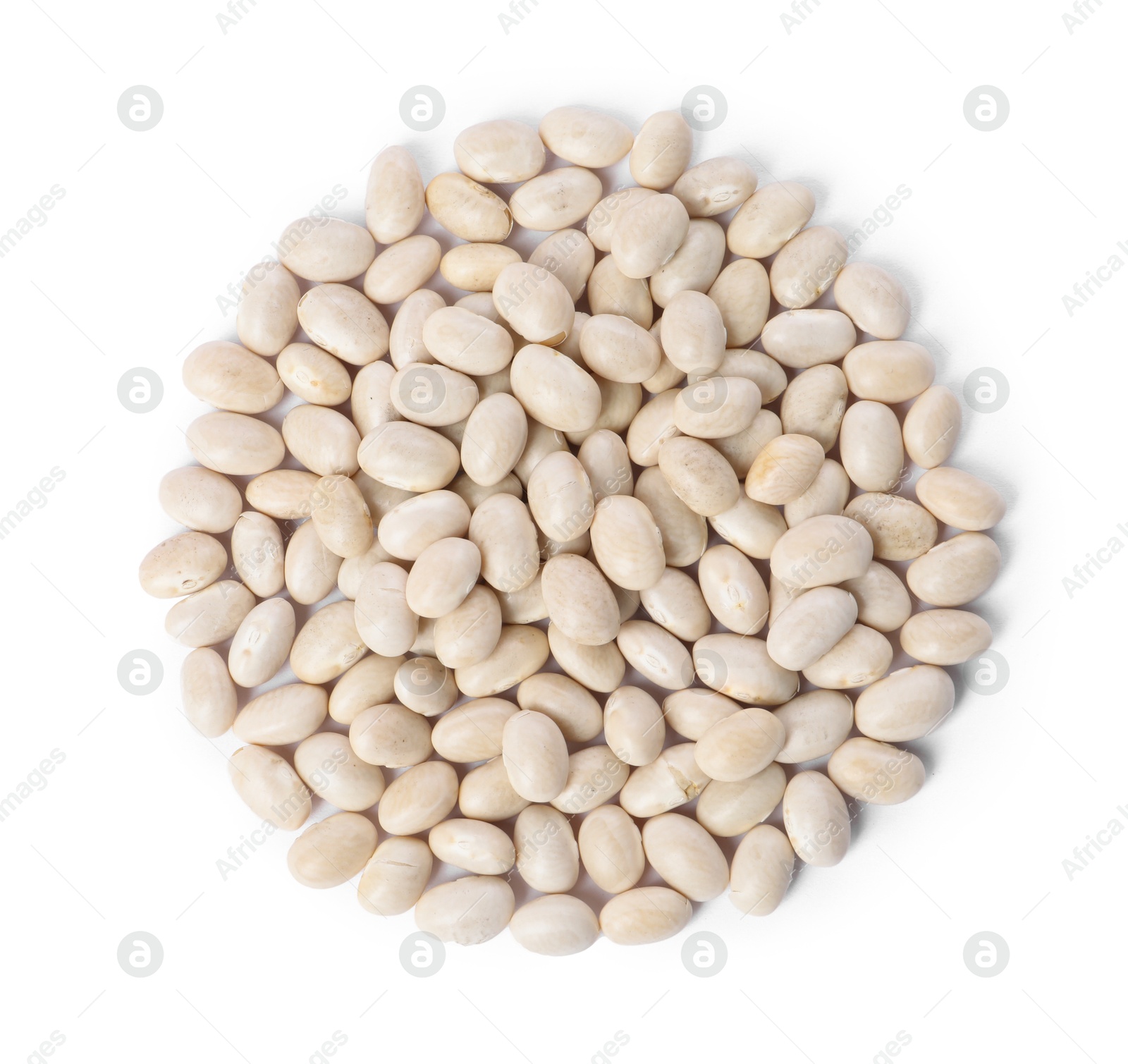 Photo of Dried beans isolated on white, top view