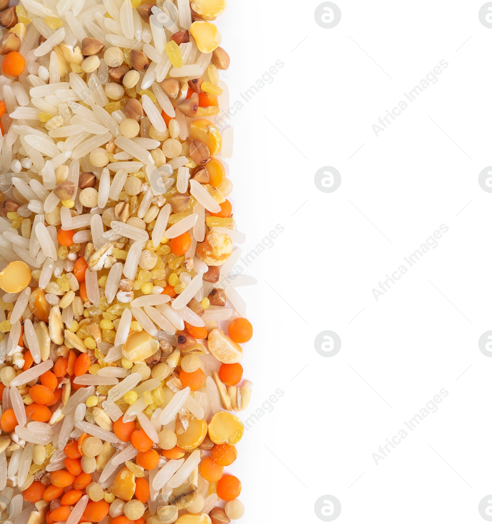 Photo of Pile of legumes and cereals isolated on white