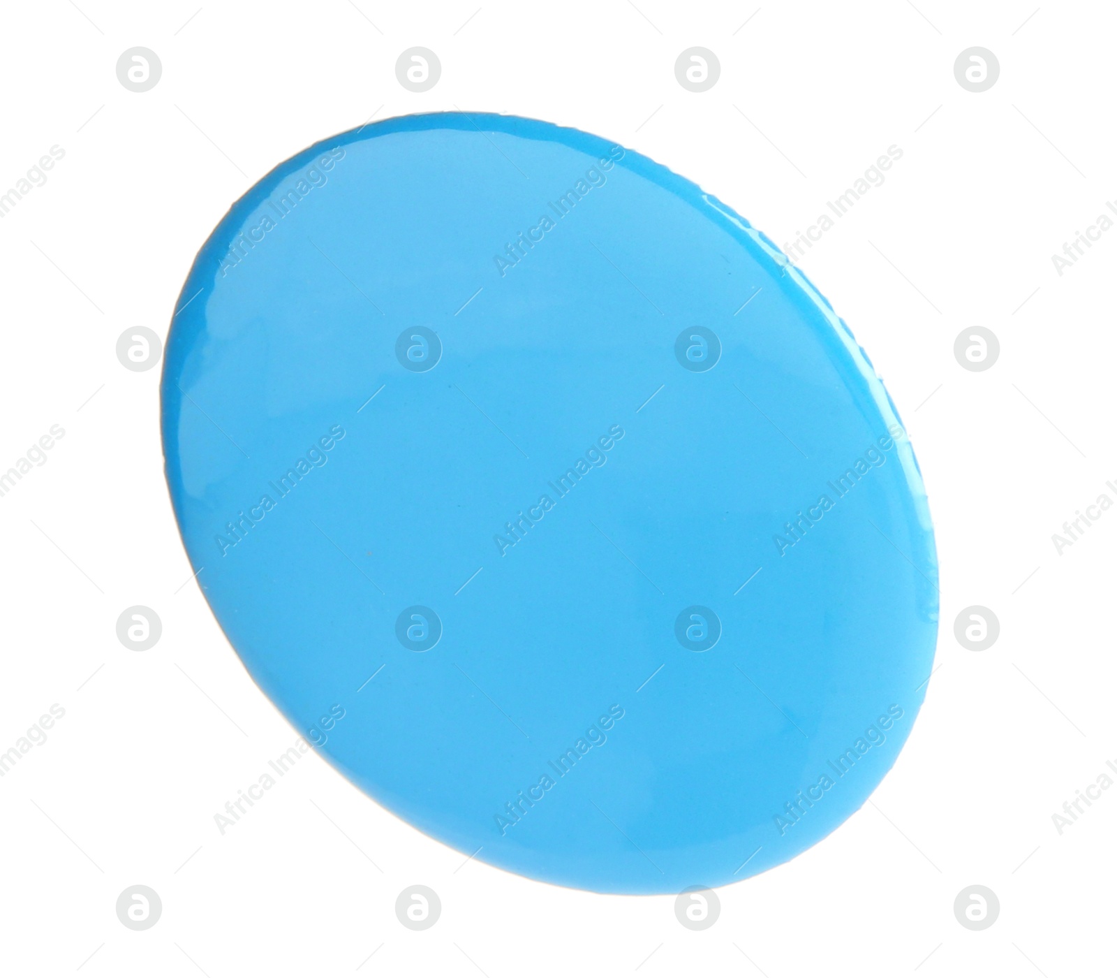 Photo of One light blue button badge isolated on white