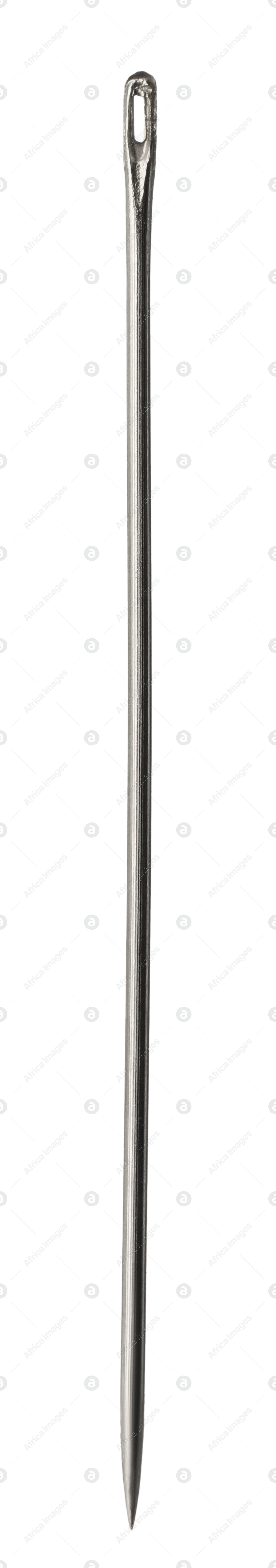 Photo of One new sewing needle isolated on white