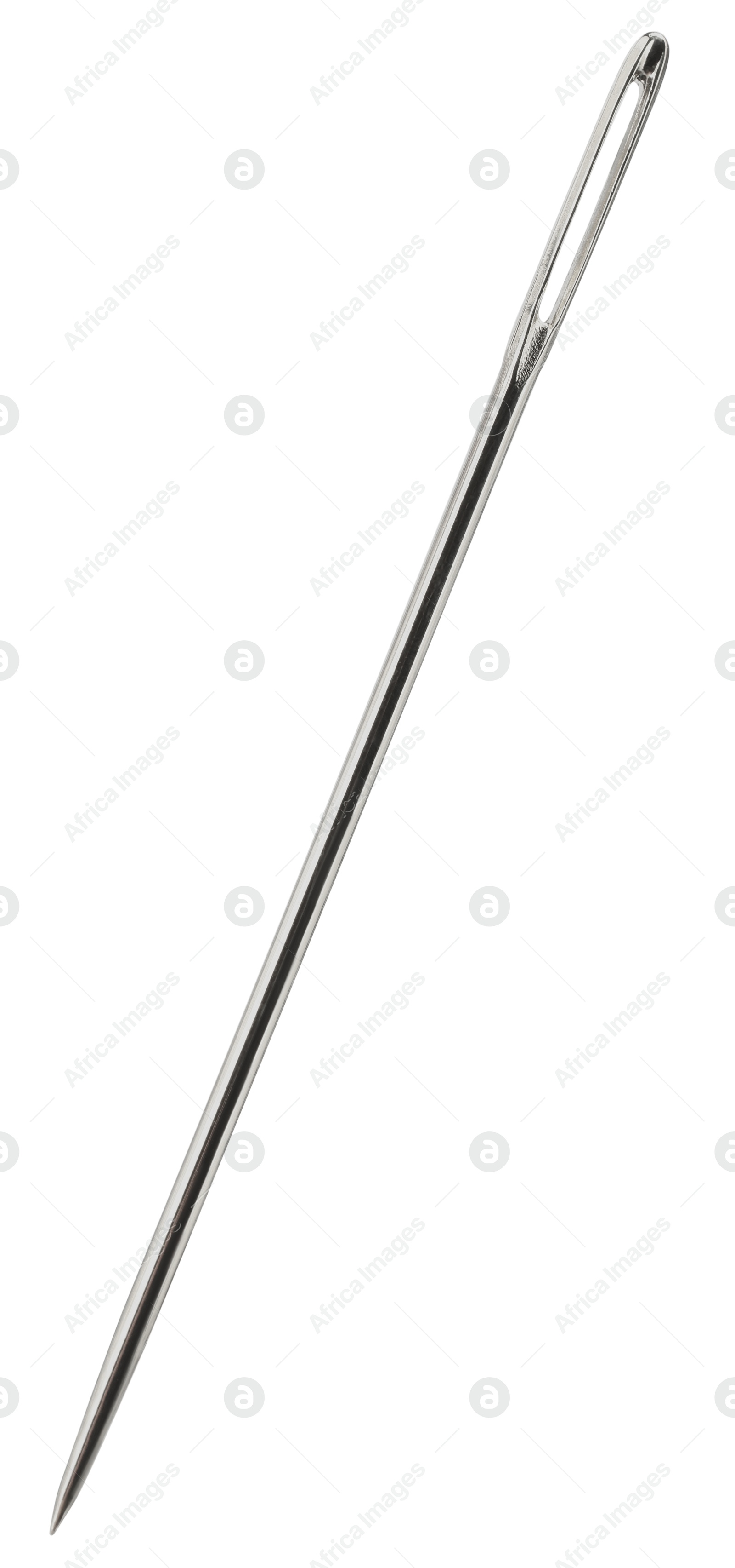 Photo of One new sewing needle isolated on white