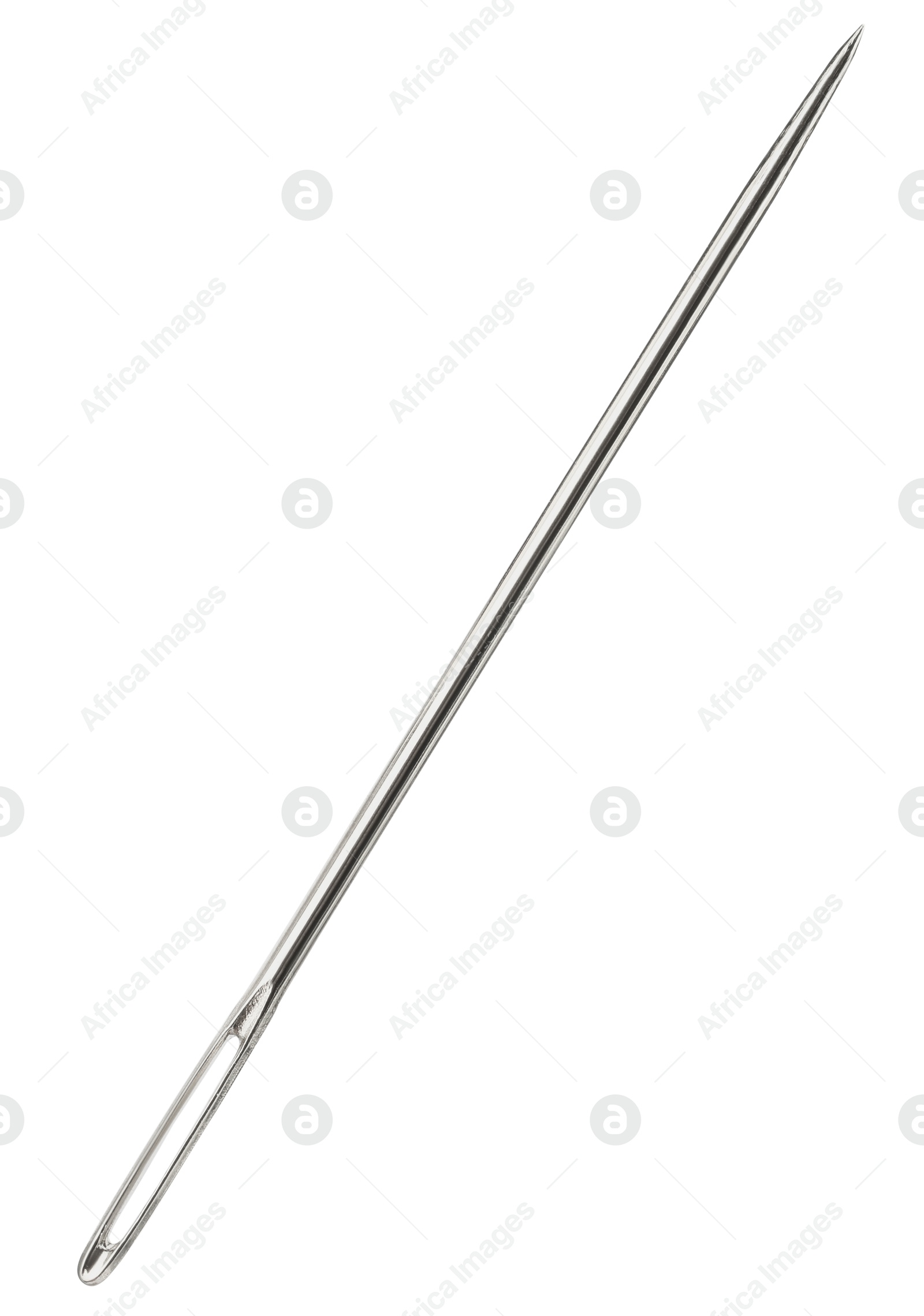 Photo of One new sewing needle isolated on white