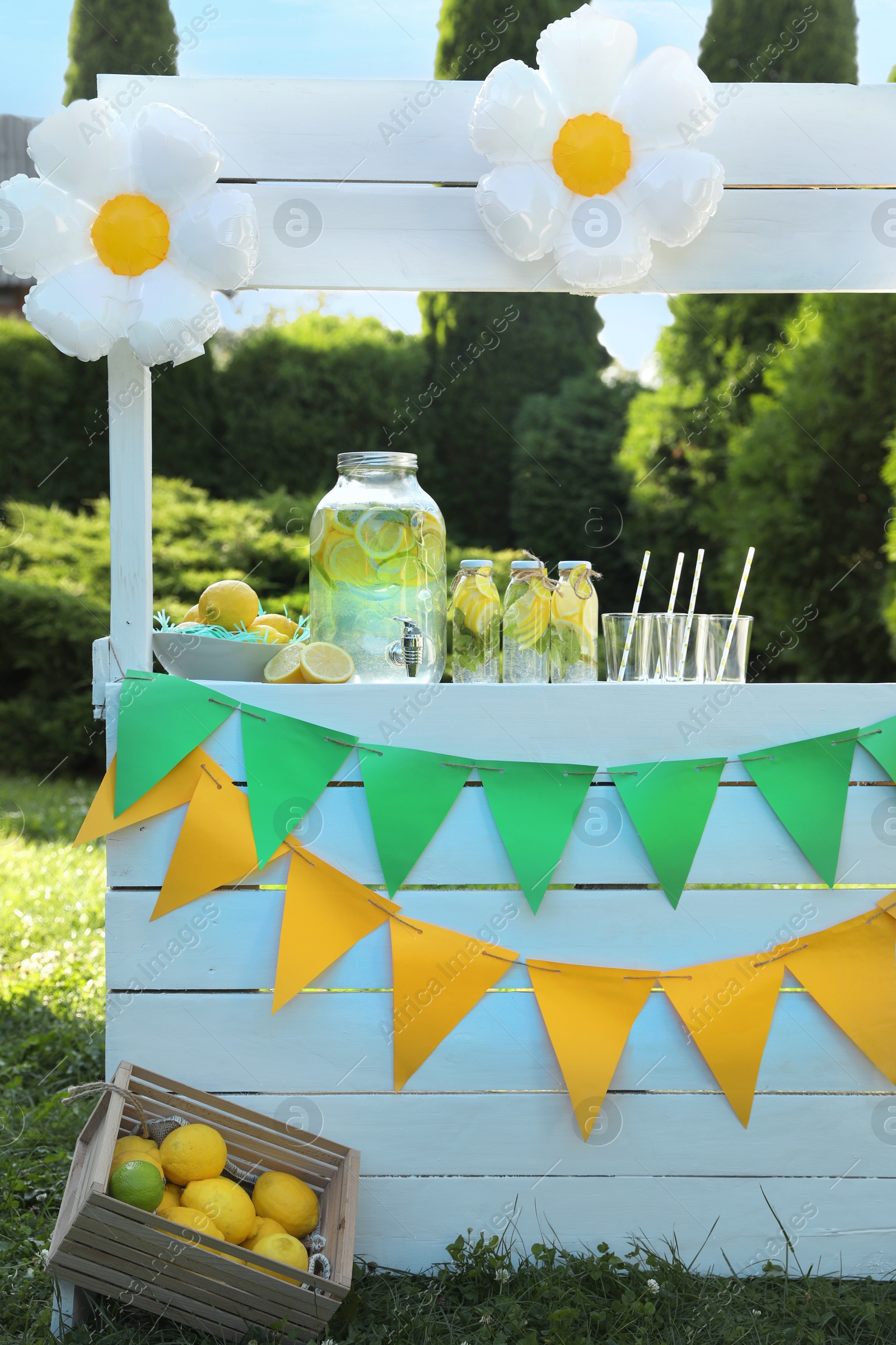 Photo of Lemonade stand with refreshing drink in park